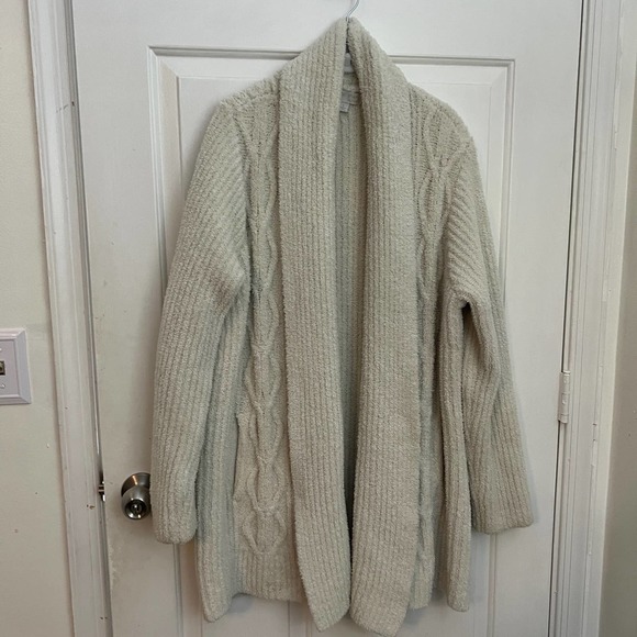 Barefoot dreams cozychic cable cardigan size large - Picture 2 of 8